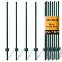 FOREHOGAR Metal Fence Post Green 4.8 feet, Pack of 8, T Posts for Wire Fence, No Dig Steel U Post Fencing for Lawn Garden Wire Mesh Poles Sign Outdoor Light Duty