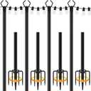 4 Pack 10 ft Heavy Duty Metal String Light Poles Adjustable Outdoor Lighting Stand for Patio,Backyard,Garden,Party & Wedding Rustproof & Sturdy with Hooks