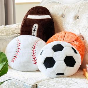 Juexica Sports Throw Pillows Fluffy Stuffed Soccer Basketball Baseball Pillow Plush Toy Sport Cushion for Room Decor Birthday Present(Medium,Assorted Color,4)