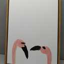 Kate and Laurel Sylvie Flamingo Faces Framed Canvas Wall Art by Kendra Dandy of Bouffants and Broken Hearts, 18x24 Natural, Cute Bird Art for Wall
