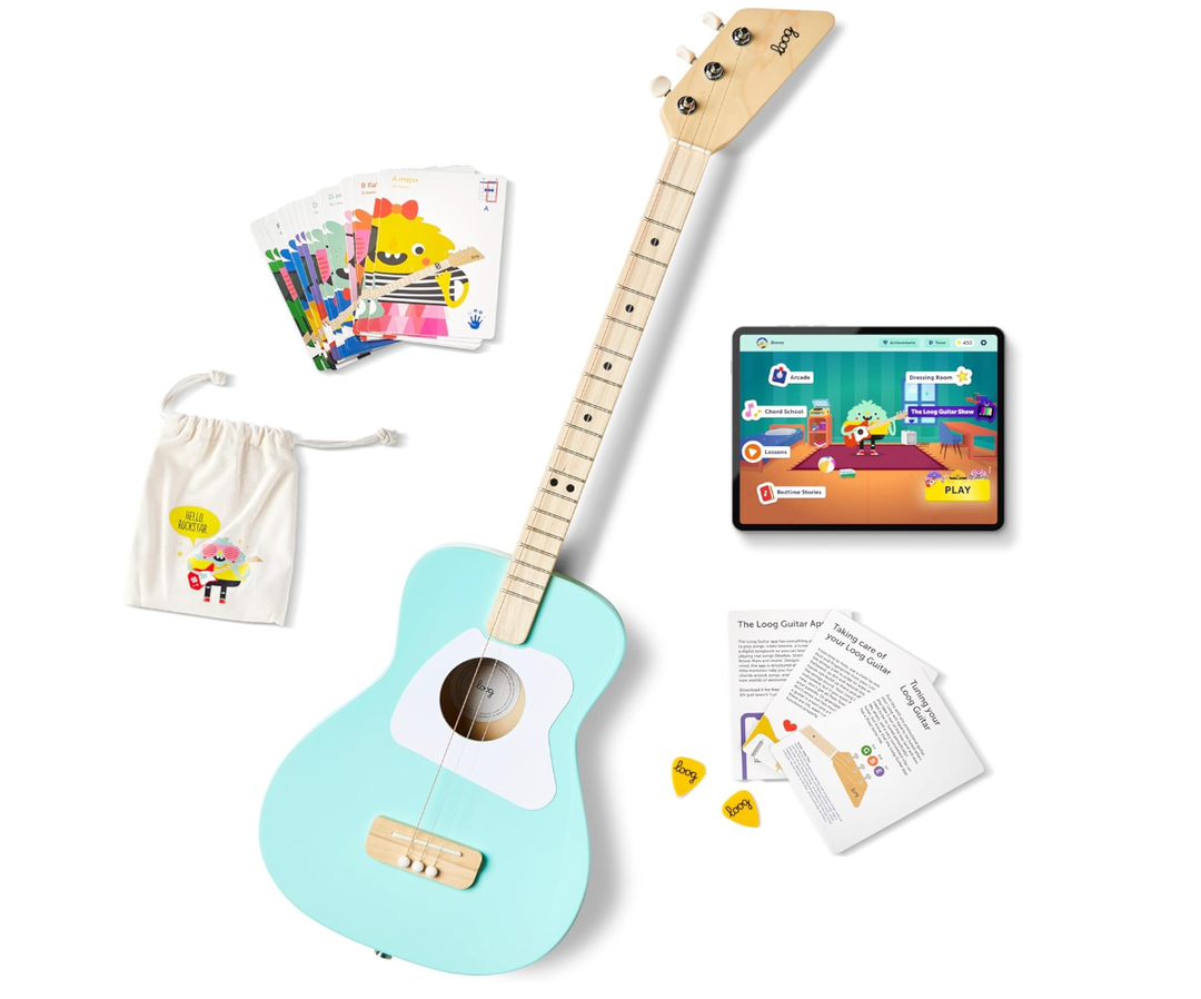 Loog Pro Acoustic kids Guitar 3-strings Ages 6+ Learning App and Lessons Included