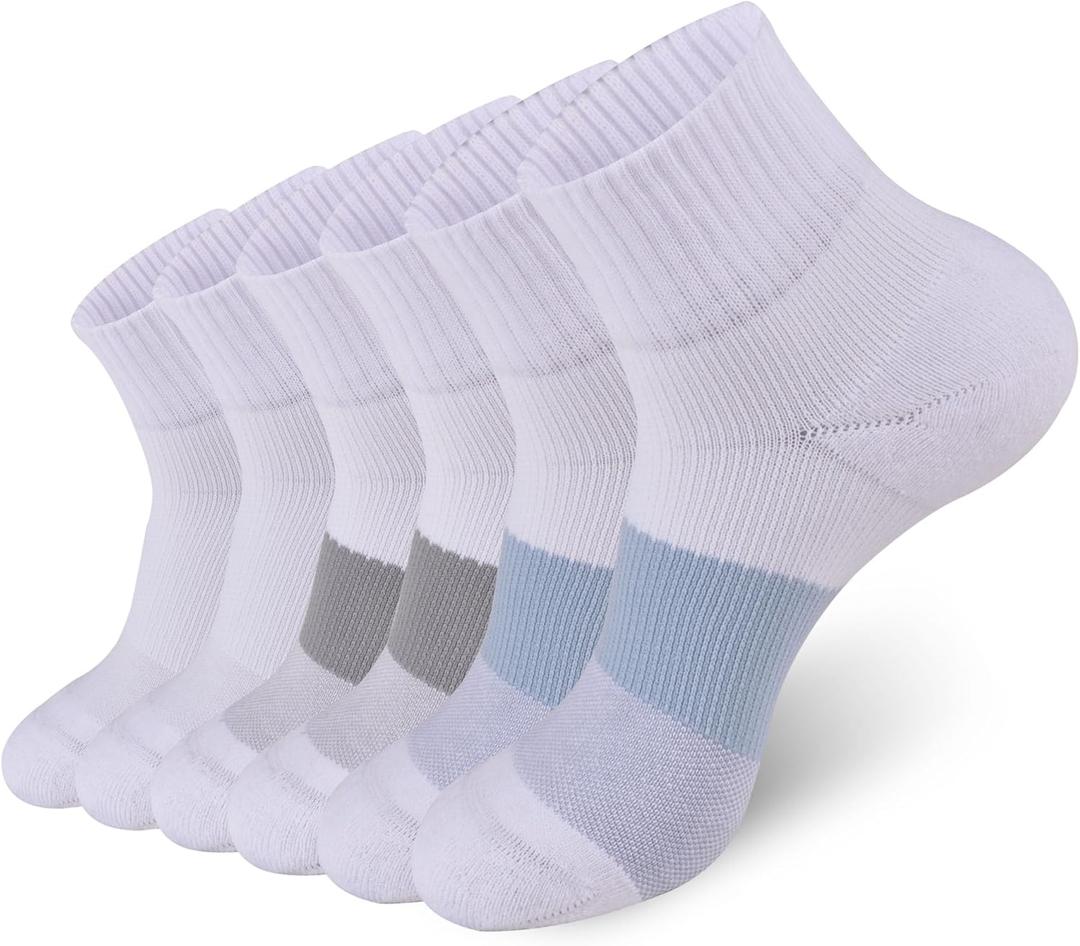 GKX Men's Cotton Moisture Wicking Cushioned Sole Preformance Training Running Athletic Workout Low Cut Socks (9-11)