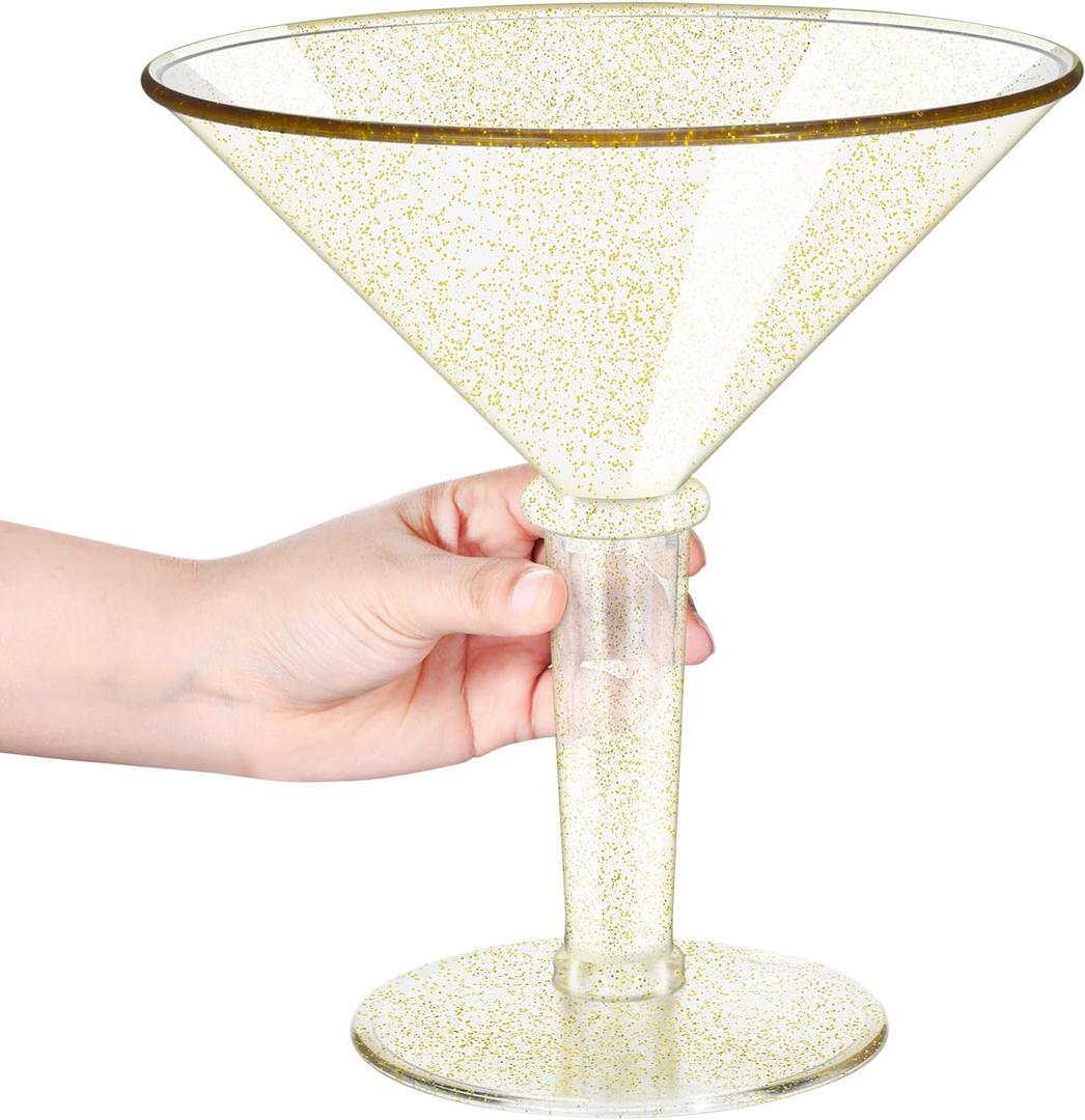 48oz Giant Martini Glass Plastic Large Martini Glasses For Centerpieces Perfect For Martini Party Decorations Gifts & A Tini Bit Older Birthday(1pcs-GOLD)