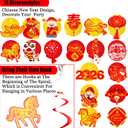 Happy Chinese New Year Hanging Swirls 2026 Chinese New Year Party Decoration Year of Horse New Year Themed Swirl Ceilings Smile Spring Festival Hanging Streamers for Lunar New Year Party Supplies