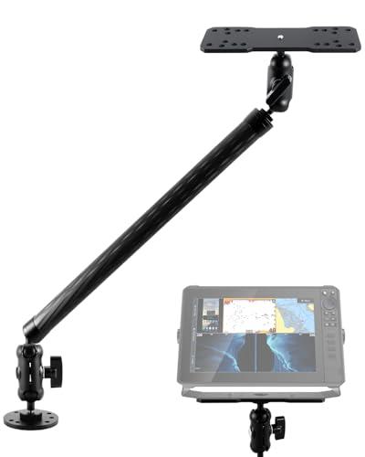 Aluminum Alloy Fish Finder Mount with C Size 1.5 Inch and Round Base, 19.68 Inch Long Arm Marine Electronic Depth Finder Mount Compatible with Garmin Lowrance Humminbird and More