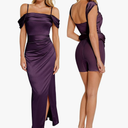 Popilush Shapewear Dress Womens Multi Way Wear Dresses Off The Shoulder Maxi Dress Bodycon Long Cocktail Dresses Size L