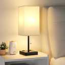 aooshine Beige Table Lamp for Bedroom - 3 Color Temperature 3000K 5000K 4000K Bedside Lamp, Pull Chain Control, USB A and C Ports, AC Outlets, Bulb Included, Medium (17.4in - 1PCS)