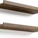 Boswillon Floating Shelves for Wall, Wall Mounted Shelves Set of 2, Rustic Shelves with Lip, Display Picture Ledge Shelf for Wall Decor Living Room Bathroom Kitchen - Brown