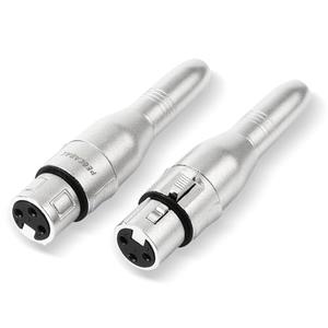 pegcabac XLR 3 Pin Female to 1/4" 6.35mm Female Jack Socket Audio Adapter, Professional Grade Conversion Adapters, Audio Cable Mic Cord Adapter Plug, Silver 2-Pcs