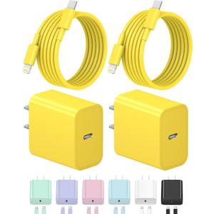iPhone Charger Fast Charging USB C Charger Block Type C Charging iPad Chargers with 6FT C Chargers Cord Compatible with iPhone14/14 Pro Max/13/13Pro/12/12 Pro/11,iPad(Yellow)