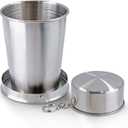 Litoexpe 5oz Collapsible Travel Cup With Keychain, Stainless Steel Folding Camping Cup Portable Drinking Mug For Hiking, Picnic and other Outdoor Activities, 150ml