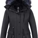 wantdo Women's Plus Size Winter Coat Waterproof Puffer Jacket Warm Thicken Parka with Removable Hood (4X, Dark Grey)