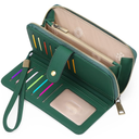 Wallet for Women Clutch RFID Blocking Wristlet Leather Purse Large Capacity Credit Card Holder with Grip Hand Strap