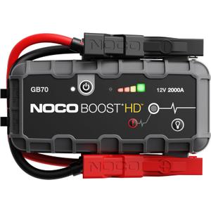 NOCO Boost HD GB70 2000A UltraSafe Car Battery Jump Starter, 12V Battery Booster Pack, Jump Box, Portable Charger and Jumper Cables for 8.0L Gasoline and 6.0L Diesel Engines