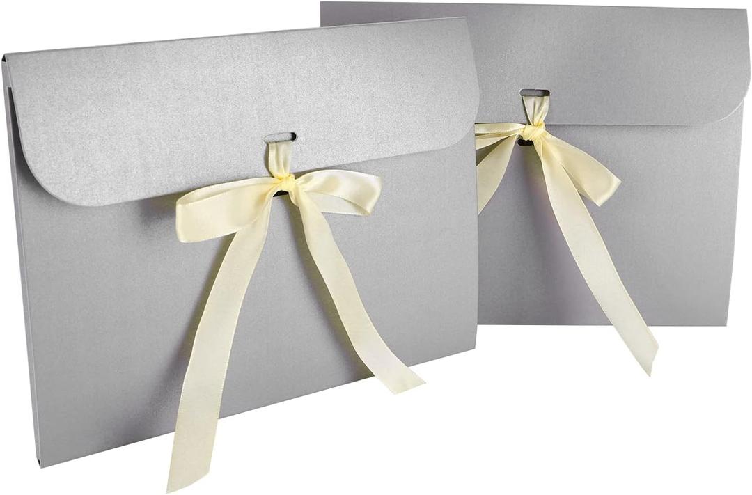 10pcs Paper Envelope Gift Bags with Ribbon Bowknot Holiday Envelope Party Gift Card Packaging Bag Wedding Presents Box for Underwear Silk Scarf Greeting Cards