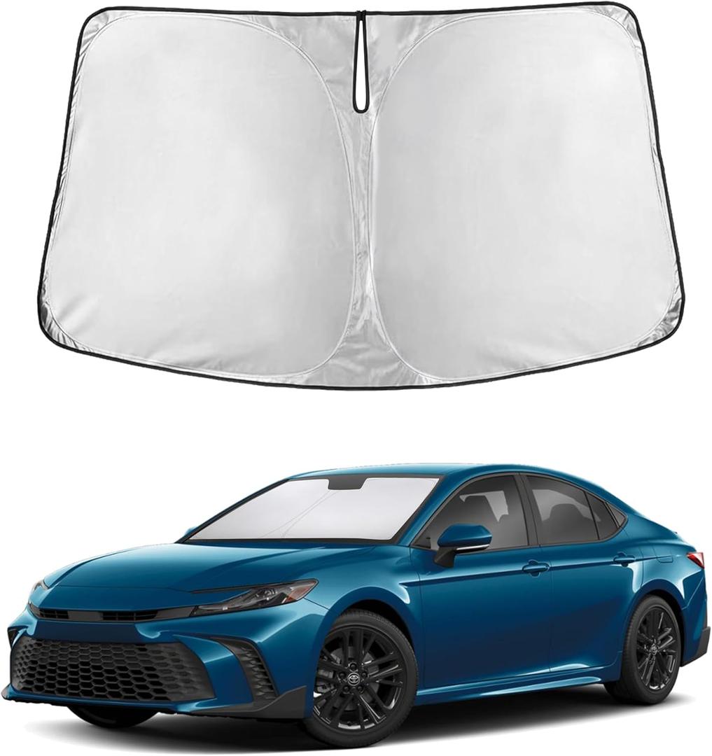 EcoNour Windshield Sunshade Compatible for Toyota Camry 2025 2026, Hybrid, LE, SE, SE Nightshade, XLE, XSE, TRD, Sun Visor for Front Windshield Sun Shade Cover, UV Heat Protector, Car Accessories
