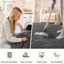 Ophanie Runner Rug for Hallway, 3x8 Washable Non-Slip Fluffy Soft Bedside Rugs, Bedroom Living Room Shaggy Carpet for Kids Girls Boys Dorm Nursery Home Decor Aesthetic, Grey