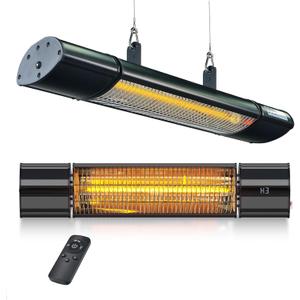 Hanging Patio Heater, Outdoor Electric Heater, Wall Mounted & Ceiling Infrared Garage Heater for Outdoor/Indoor Use, 1500W, Remote Control, Black