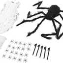Spider Webs, Halloween Decoration Soft with 5M Cotton Web, Black Spider, Lightweight Cotton 386g, 40g, 20 Spiders for Festive Costume Party, Carnival