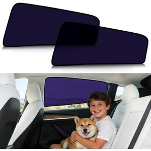 ZATOOTO Tesla Model Y Juniper 2020-2026 Car Window Shade for Baby, Bluish-Purple Static Cling Car Shades for Back Window | Block harsh Sunlight | UV Protection | Rear Window Sun Shade with Storage Bag 2-Pcs for Rear, Tesla Model Y/Juniper(2020-2026)
