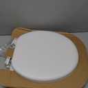 Mayfair Padded Toilet Seat, Cushioned Soft Vinyl over Wood Core Seat, Secure Hinges, Easy Clean, Round, White