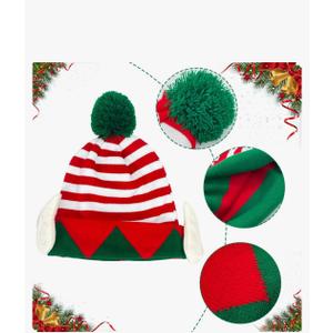 Christmas Elf Knitted Hat for Kids Red and White Stripes Beanie Hat Winter Warm Costume New Year's Gifts Home Christmas Party