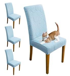 Oloepfo Chair Covers for Dining Room Chair Covers Set of 4 Stretch Spandex Kitchen Chair Protector Slipcover Removable Washable Dining Chair Covers for Home, Party, Ceremony, Banquet (Blue)
