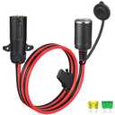 7-Way Power Access, 7-Pin Trailer Plug to Motorcycle Female Cigarette Lighter Socket 12V Power Source 12AWG 7 Pole Trailer Plug to Car & Motorcycle Battery Charger Cable for RV Truck Trailer(2FT)