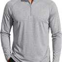 MAGCOMSEN Long Sleeve Shirts for Men 1/4 Zip Pullover Athletic Lightweight Dry Fit Golf Running T Shirts Rash Guard Light Grey, L
