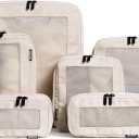 Compression Packing Cubes for Travel - Luggage Organizer Bags - Double Zipper Packing Cubes for Suitcases (6-Pack, Beige)