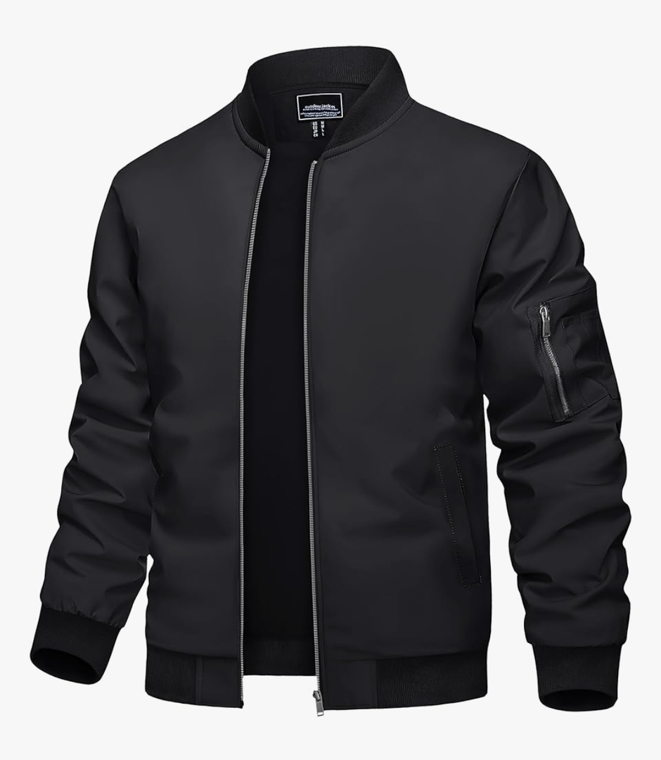TACVASEN Men's Bomber Jacket Lightweight Casual Spring Fall Windbreaker Zip Up Coat with Pocket Large