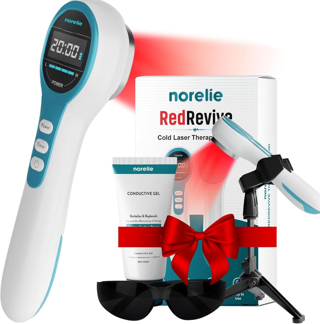 Norelie RedRevive Cold Laser Therapy Wand with Stand & Conductive Gel for Hands-Free Enhanced Light Therapy Sessions, Portable Red Light Therapy Wand for Relief of Muscle, Joints and Body Pain