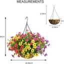 Artificial Flowers in Basket,Artificial Hanging Baskets with Flowers for Outdoor Indoor Courtyard Decor,12 inch Coconut Lining Basket for Patio Garden Porch Deck Decoration