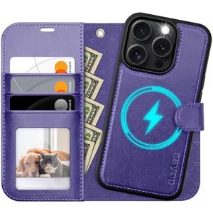 OCASE for iPhone 16 Pro Case Detachable Wallet Case with Card Holder, 2 in 1 Pu Leather Flip Folio with RFID Blocking Stand Wrist Strap Shockproof Phone Cover 6.3 Inch 2024, Purple