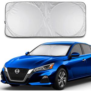 Car Windshield Sun Shade Durable 210T Polyester Heat Block UV Protection Sunshades - Sunlight Blocker Reflective Sun Visor Car Window Shade Easy Storage Sunshade Vehicle Accessories (Medium)