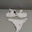 ZAFUL 2025 Cheeky Bikini Sets for Women High Cut Swimsuit Textured Ribbed Bikini Thong Bathing Suit (Small, White)