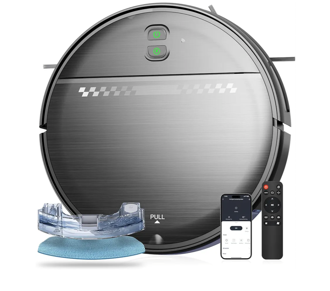 Robot Vacuum Cleaner and Mop/Robot Vacuum Cleaner with 2300Pa Suction, 2.87'' Slim Design, Wi-Fi/App/Voice Control, 3D Obstacle Avoidance&Self-Charging for Hard Floors, Carpets, Pet Hair