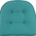Klear Vu Omega Non-Slip Chair Cushions, Assembled in USA, U-Shaped Skid-Proof Seat Pads for Dining Room, Kitchen, Office, 15"x16", Solid Teal Blue, 4 Pack