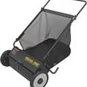 26 Inch Push Lawn Sweeper, Leaf and Grass Collector with 7 Cu.Ft Mesh Bag, 4 Spinning PP Brushes, Durable Steel Construction, Adjustable Height & Rubber Tires for Yard Cleanup