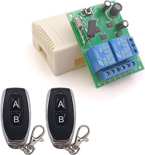 DieseRC DC 12V 24V 30V Secure Remote Control Switch Universal Wireless 433Mhz Rf 10A Relay Receiver Board with 2 Transmitter Key Fobs for Motor Light Gate Door DIY Wireless Controller