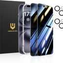 UNBREAKcable Privacy Screen Protector for iPhone 16 (6.1-Inch), 2-Pack + 2 Lens Protectors25 Anti-Spy9H HardnessAnti-FingerprintHD Clarity Tempered Glass