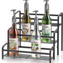 DTUQYX Coffee Syrup Organizer 3-Tier, 12 Bottles Capacity Coffee Syrup Rack,Metal Syrup Stand for Spice, Wine, Liquor, Bottle, Coffee Bar Station Racks Magnetic, No Installation