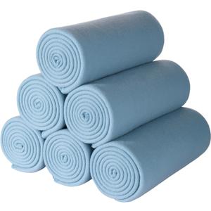 CAI TENG Fleece Throw Blankets Lightweight Warm Soft Cozy Kids Blanket PetFriendly Bulk Fleece Blanket Solid for Home, Bed, Sofa, Dorm, Office, Gifts, Outdoor Washed Blue 6 Pack 50 x 60 inch