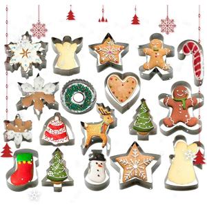 Starpack 'Bake me Happy' Christmas Cookie Cutters Set (18 pcs) - Holiday Cookie Cutters Variety Pack -Cookie Cutter Shapes Gingerbread Man, Star, Snowflake, Tree & Others - Metal Cookie Cutters