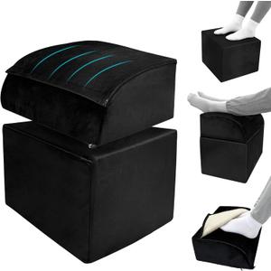 Adjustable Foot Rest Under Desk Removable Warmer Pocket Desk Foot Stool with High-Density Foam and Washable Cover Ergonomic Black Leg Rest for Home Office