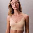 Calvin Klein Invisibles Comfort Lightly Lined Seamless Wireless Triangle Bralette Bra, Bare, Small