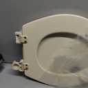KOHLER Stonewood Quiet-Close, Round Toilet Seat Soft Close, Durable Wood, Easy Installation, Universal Fit, Home Essentials, Biscuit Finish, K-20467-96