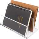 Acrylic Mail Organizer File Sorters for Desk,2-Section Laddered Desktop Vertical Letter Holder,Desk Organizer Workspace Organizer