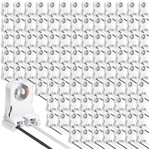 Zhengmy 100 Pack Non Shunted T8 Lamp Holder with Wires, Turn Type T8 Lamp Socket PC Lamp Tombstone for LED Fluorescent Tube Replacements