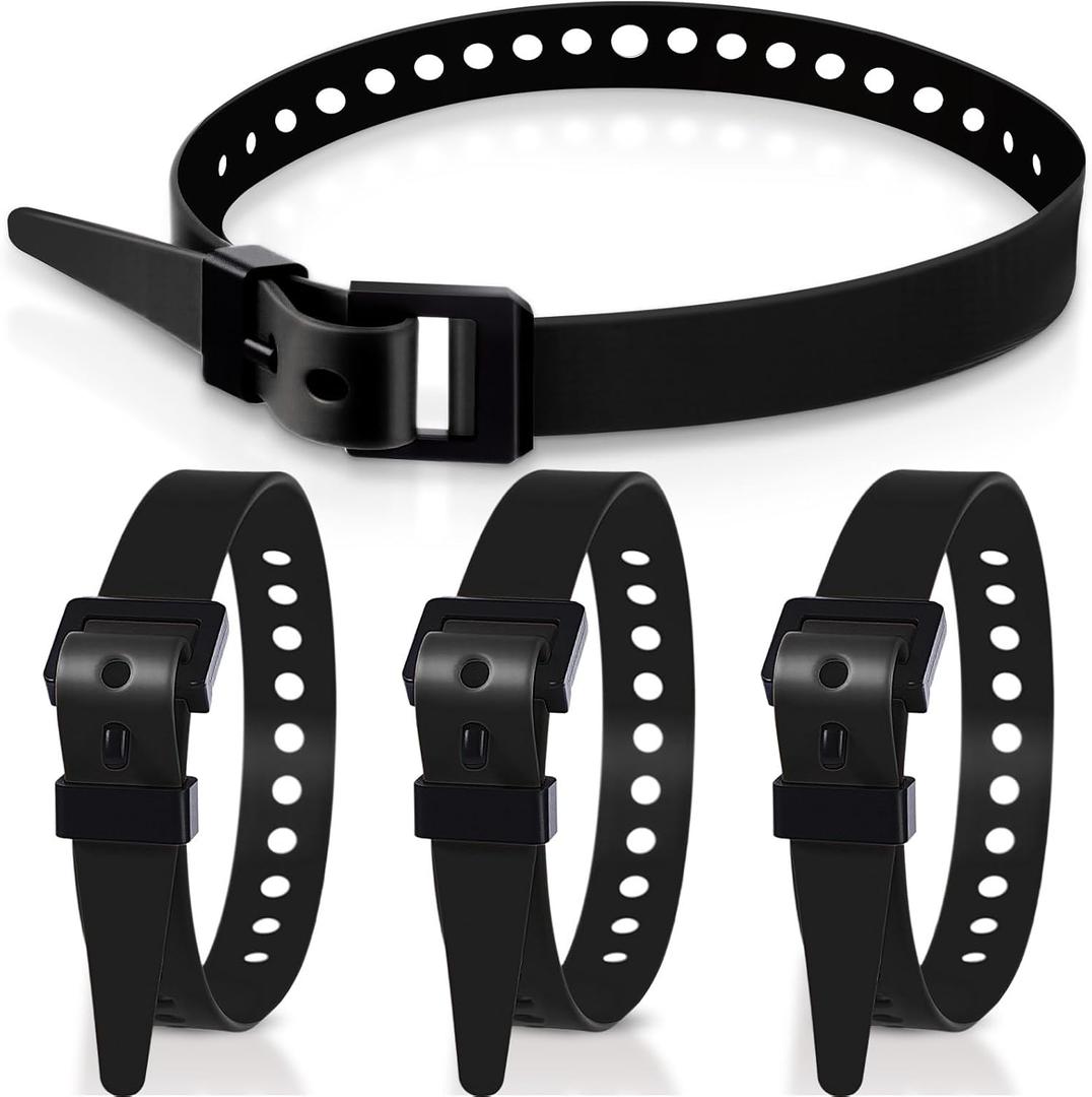 Blulu 4 Pack Reusable Industrial Straps 20" Length Reliable Tension Straps for Securing Bike Motor Gear -70 Lb. Working Load, Elastic Cable Ties for Welders Skis, Garden Hoses (Black)